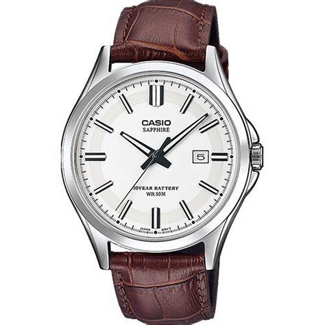 Reloj Casio De Acero Con Esfera Blanca Cristal Zafiro Y Brazalete De