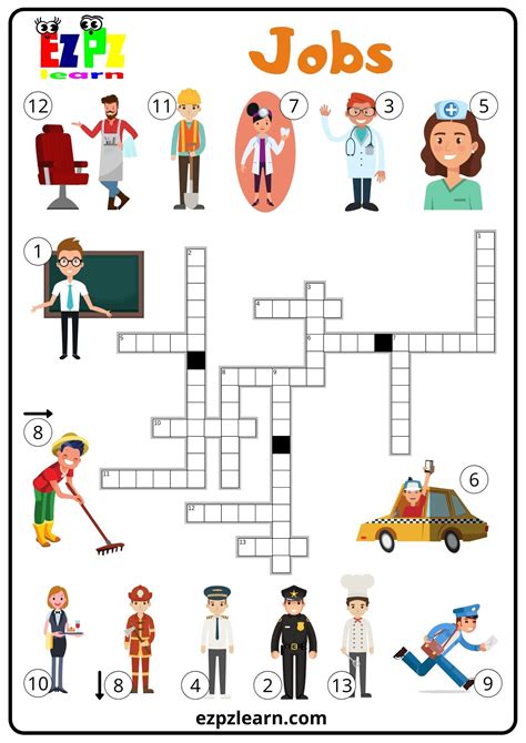 Jobs Crossword Part Ezpzlearn