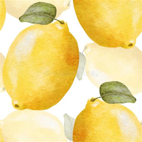 Watercolor Lemon Seamless Pattern Tropical Fruit Lemon Pattern The