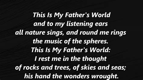 This Is My Father S World Hymn Lyrics Words Text Methodist Sing Along