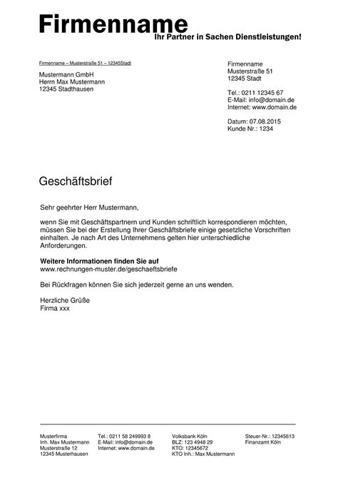 Kostenlos Geschäftsbrief Muster downloaden