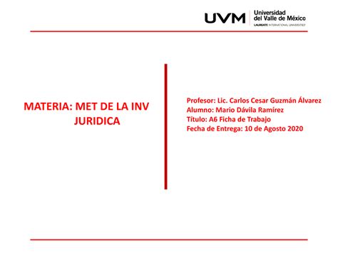 A6 MDR Metodología de la investigación MATERIA MET DE LA INV