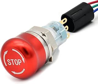 Uxcell Latching Emergency Stop Push Button Switch W Vdc Red Light Ac