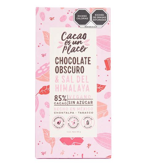 Cacao Es Un Placer Chocolate Obscuro Sal Del Himalaya Vegano Sin