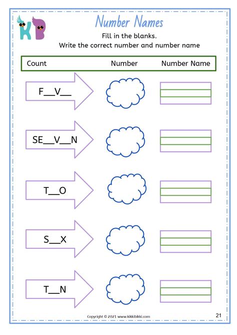 Number Names Free Math Worksheets KikkiBikki Worksheets Library