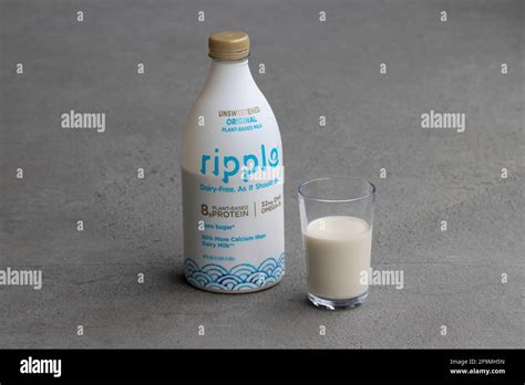 Ripple Unsweetened Original Plant Based Dairy Free Milk On Gray