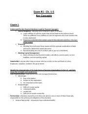 Finance Exam Study Guide Exam Ch Key Concepts Chapter