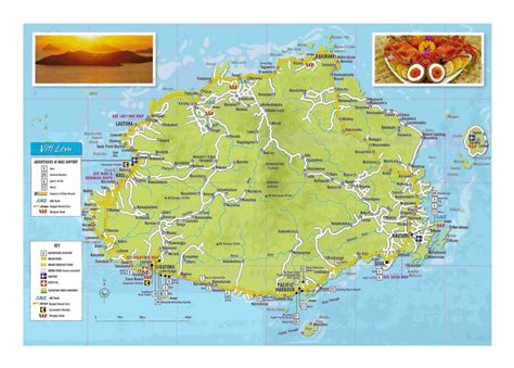 Large Detailed Tourist Map Of Viti Levu Island Fiji With Other Marks