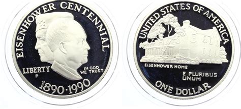 1990 1 Dollar Münze USA Dwight D Eisenhower 900 Silber 26 73g pp MA