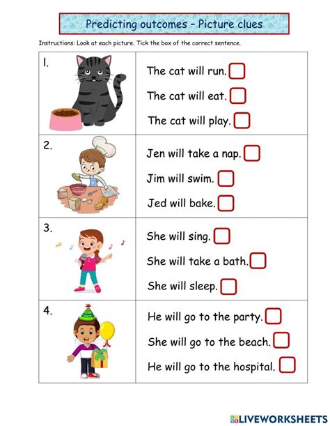 Worksheet With Pictures And Words To Help Students Learn How To Read