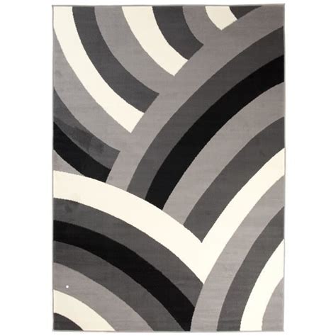 Tapiso Tapis Salon Poil Court Dream Noir Gris Ondes X Cm