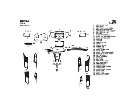 Honda Cr V Mk4 2012 2014 3d Interior Dashboard Trim Kit Dash Trim Dekor 36 Parts