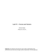 Lab FV Lab FV Forces And Vectors Brandon Weigel Physics 221 Sec VV