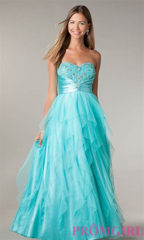 Long Ruffle Prom Dresses LA Glo Strapless Prom Gowns PromGirl