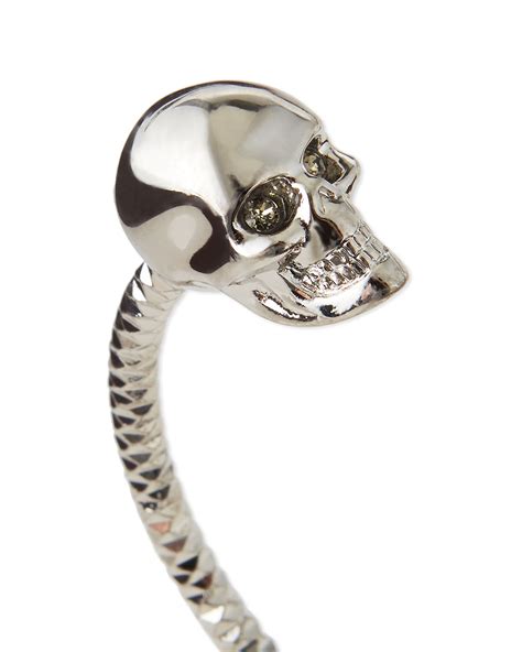 Alexander Mcqueen Twin Skull Silvertone Bracelet