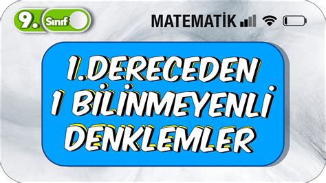 S N F Matematik Birinci Dereceden Bir Bilinmeyenli Denklemler