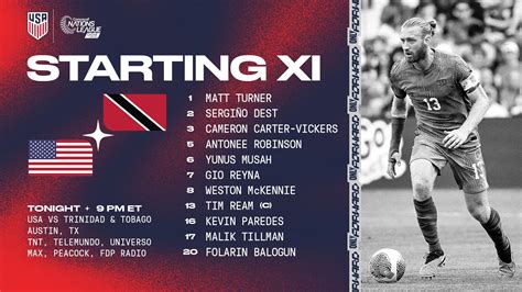 USMNT vs. Trinidad & Tobago: Starting XI & Lineup Notes | Concacaf ...