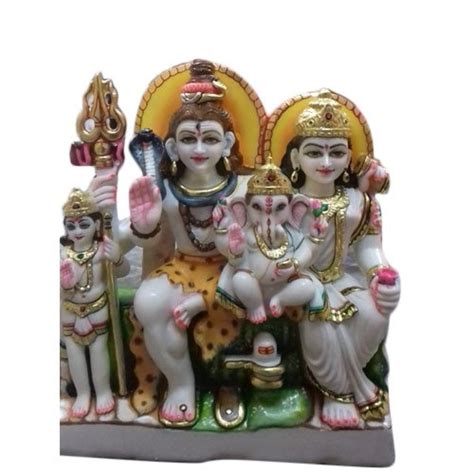 White Plain Religious Marble Shiv Parivar Statue For Home Size