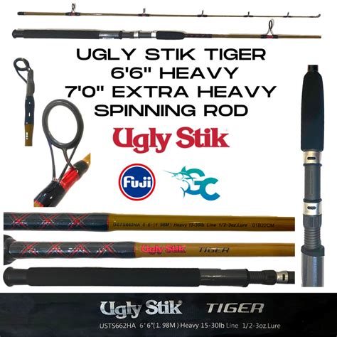 Shakespeare Ugly Stik Tiger Spinning Fishing Rod Heavy 6ft 6 In Extra