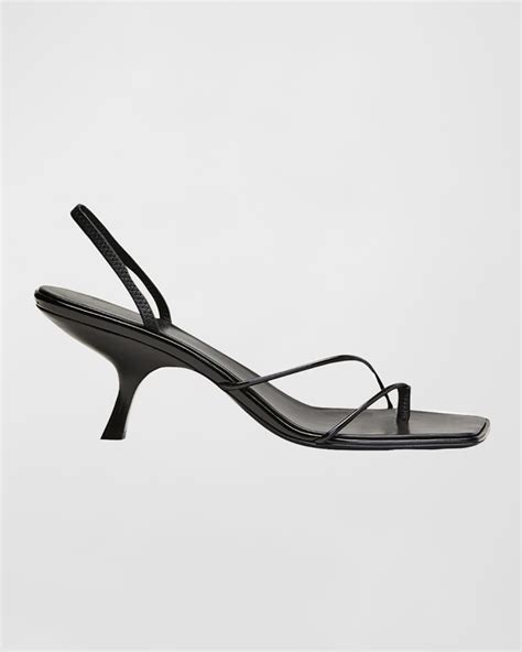 The Row Rai Patent Leather Strappy Kitten Heel Sandals Neiman Marcus