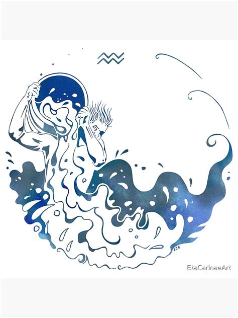 Aquarius Line Art Poster For Sale By Etacarinaeart Redbubble