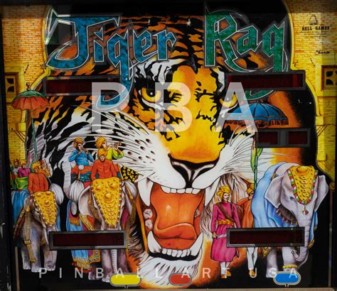 Tiger Rag 1984 Bell Games Backglass Pinball Art Usa