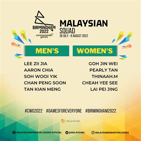 Malaysia Badminton Lovers On Twitter Commonwealth Games 2022