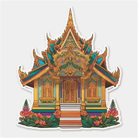 Una Imagen De Un Templo Con Flores Y Una Imagen De Una Pagoda Vector