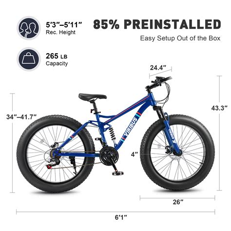 Viribus 26 Fat Tire Mountain Bike Full Suspension Bike With 21 Speeds