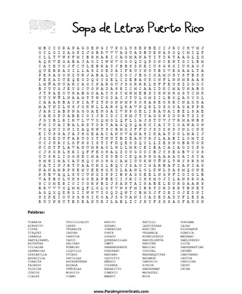 Sopa De Letras Puerto Rico ParaImprimirGratis