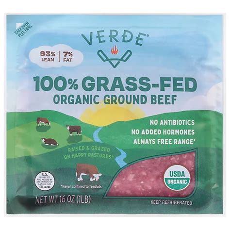 Verde Farms Ground Beef 93 7 Lean Grass Fed Free Range 16 Oz Albertsons