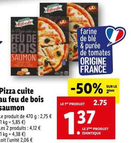 Promo Pizza Cuite Au Feu De Bois Saumon Alfredo Chez Lidl Icatalogue Fr