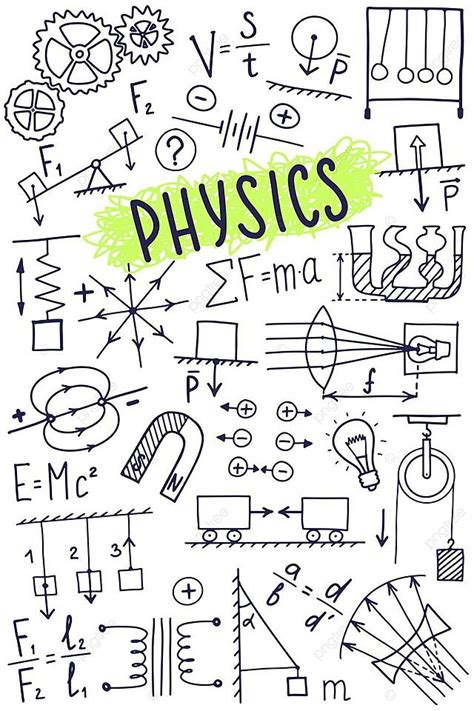 physics symbol icon set  education concept  sketchy background