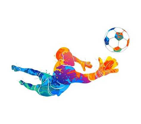 Abstract Football Goalkeeper Is Jumping For The Ball Soccer From A