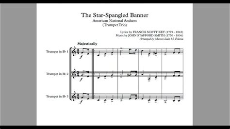 The Star Spangled Banner American National Anthem Trumpet Trio