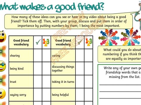 What Makes A Good Friend Worksheet Song And Video Teaching Resources