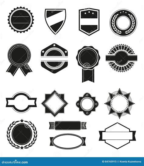 Big Set Of Vector Black Silhouette Frames Or Shapes For Logo Badges ...