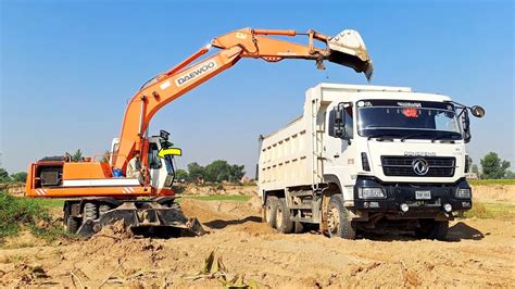 Jcb Daewoo Loading Mud InTata Dumper Truck Jcb Excavator Fully Loading