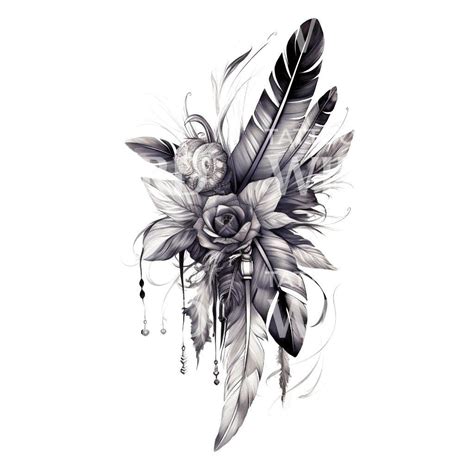 Flowers And Feathers Tattoo Design In 2024 Feather Tattoo Design