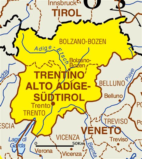 Trentino Alto Adige Mapa de Ciudad | Mapa de Italia Ciudades