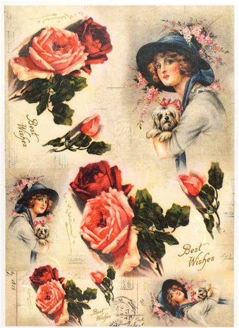 Rice Paper Vintage Lady And Roses For Decoupage Decopatch Scrapbook Craft Sheet Ebay Rice