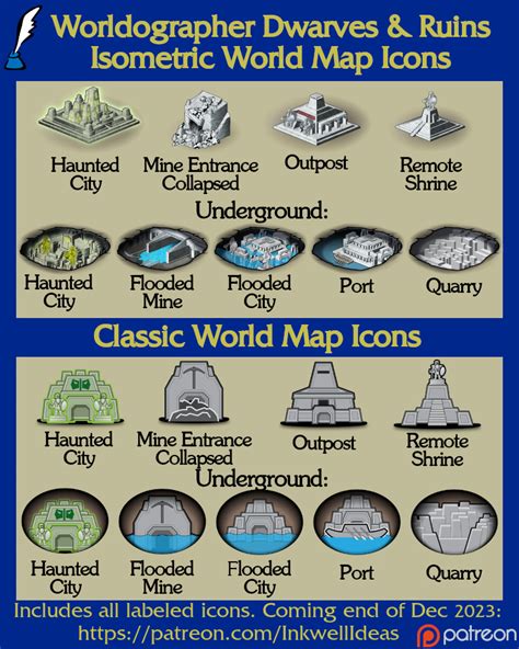 Classic And Isometric Dwarves And Ruins Map Icons Inkwell Ideas