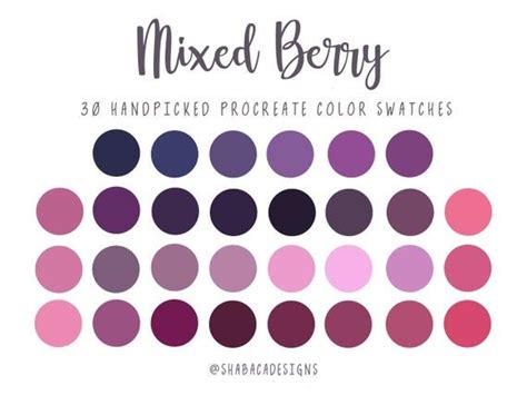 Mixed Berry Procreate Color Palette 30 Pink Purple Swatches Etsy Color Palette Pink Color