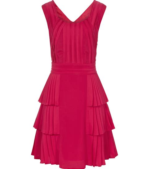 Lyst Reiss Faith Pleated Dress In Pink