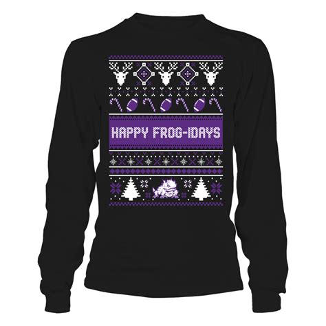 Happy Frog Idays Ugly Christmas Sweater Tcu Horned Frogs Ok Buy T