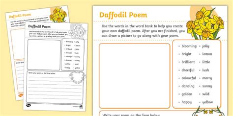 Daffodil Poem Writing Template Teacher Made Twinkl