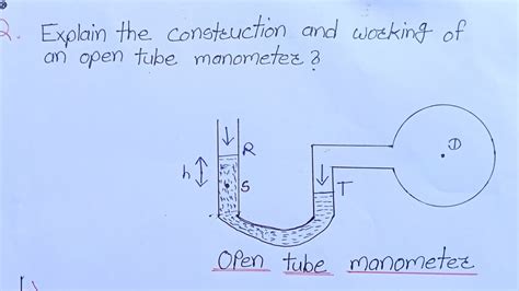 Explain The Construction And Working Of An Open Tube Manometer Youtube