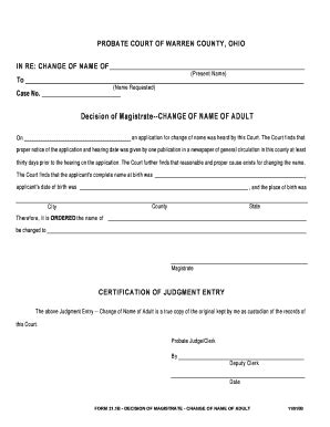 Fillable Online Probate Court Of Warren County Ohio Fax Email Print