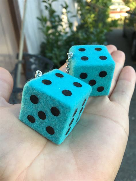 Turquoise Fuzzy Dice