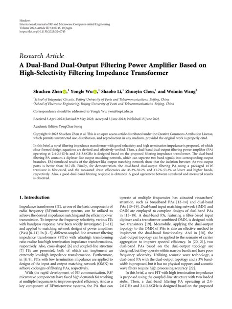 PDF A Dual Band Dual Output Filtering Power Amplifier Based On High